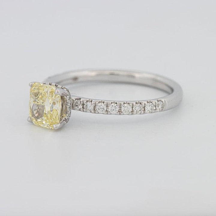 1 CT Fancy Yellow Cushion Cut Pavé Solitaire - ZIZOV DIAMONDS