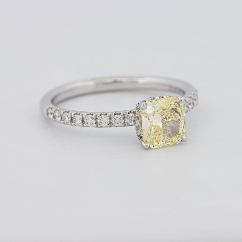1 CT Fancy Yellow Cushion Cut Pavé Solitaire - ZIZOV DIAMONDS
