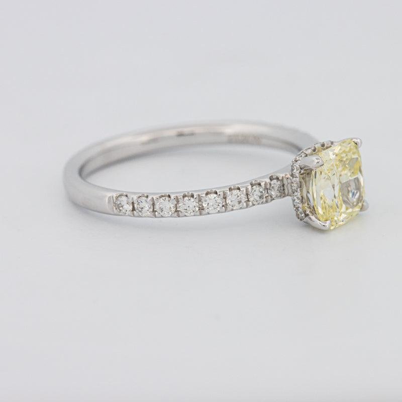 1 CT Fancy Yellow Cushion Cut Pavé Solitaire - ZIZOV DIAMONDS
