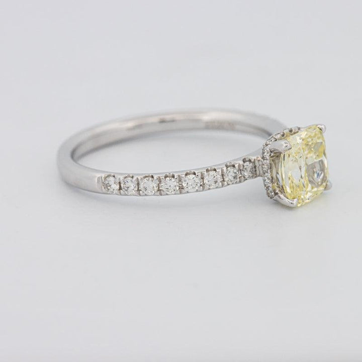 1 CT Fancy Yellow Cushion Cut Pavé Solitaire - ZIZOV DIAMONDS