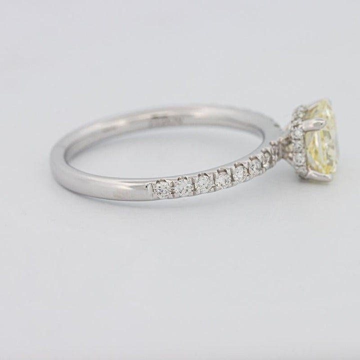 1 CT Fancy Yellow Cushion Cut Pavé Solitaire - ZIZOV DIAMONDS