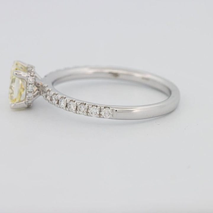1 CT Fancy Yellow Cushion Cut Pavé Solitaire - ZIZOV DIAMONDS