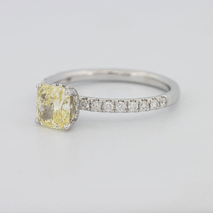 1 CT Fancy Yellow Cushion Cut Pavé Solitaire - ZIZOV DIAMONDS