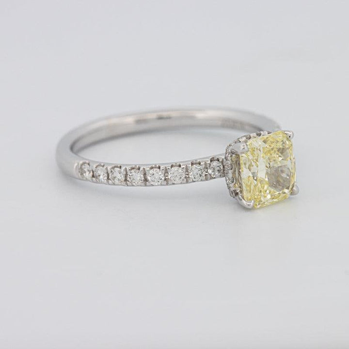 1 CT Fancy Yellow Cushion Cut Pavé Solitaire - ZIZOV DIAMONDS