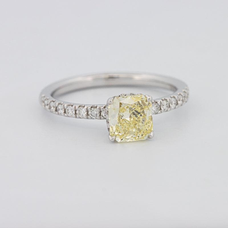 1 CT Fancy Yellow Cushion Cut Pavé Solitaire - ZIZOV DIAMONDS
