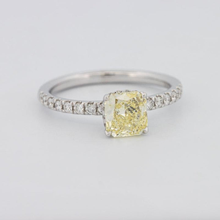 1 CT Fancy Yellow Cushion Cut Pavé Solitaire - ZIZOV DIAMONDS