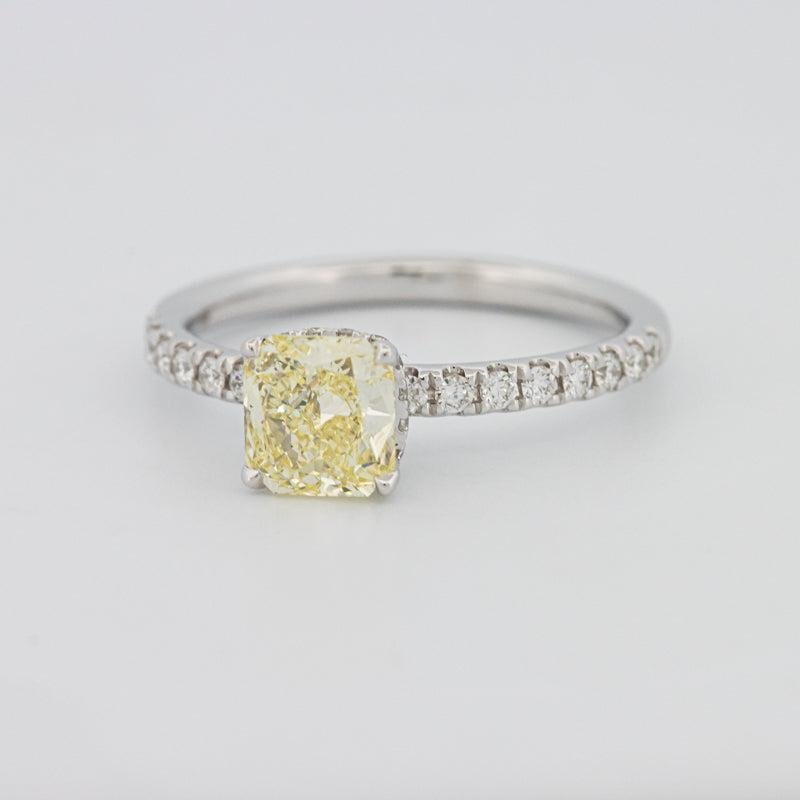 1 CT Fancy Yellow Cushion Cut Pavé Solitaire - ZIZOV DIAMONDS