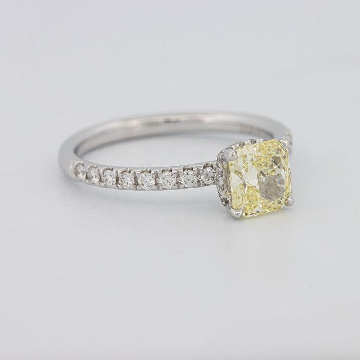 1 CT Fancy Yellow Cushion Cut Pavé Solitaire - ZIZOV DIAMONDS