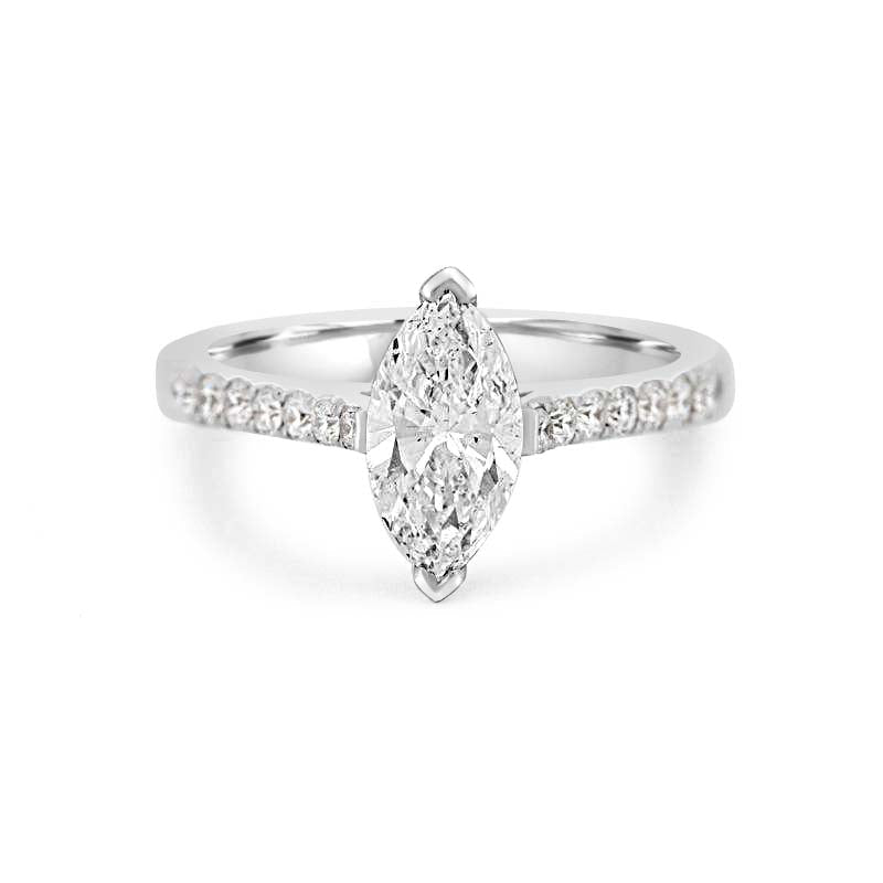1 CT Marquise Solitaire Pavé Ring - ZIZOV DIAMONDS