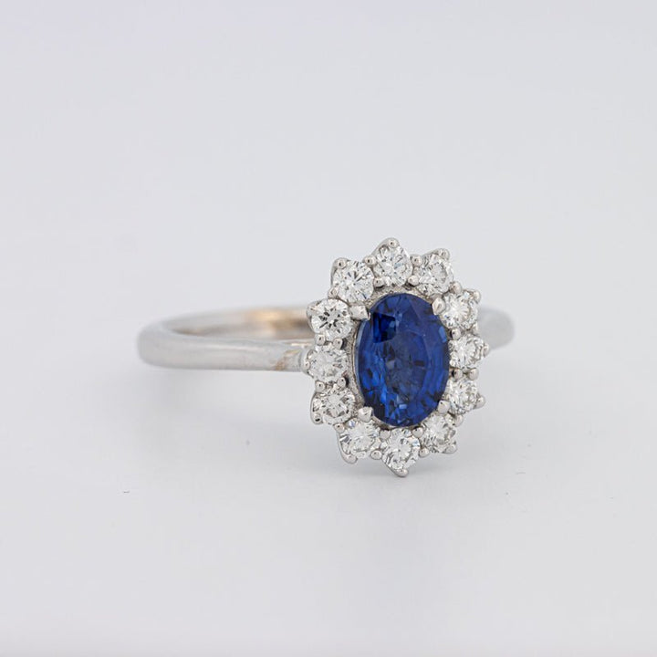 1 CT Oval Blue Sapphire Flower Ring - ZIZOV DIAMONDS