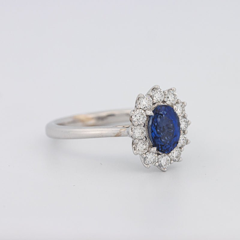 1 CT Oval Blue Sapphire Flower Ring - ZIZOV DIAMONDS
