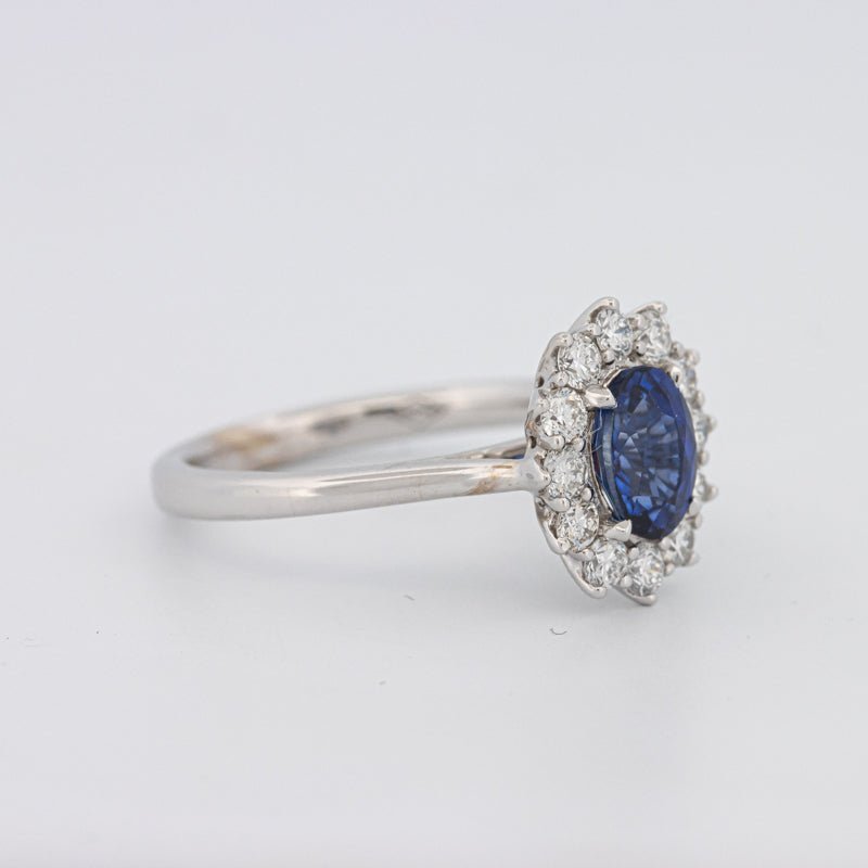1 CT Oval Blue Sapphire Flower Ring - ZIZOV DIAMONDS