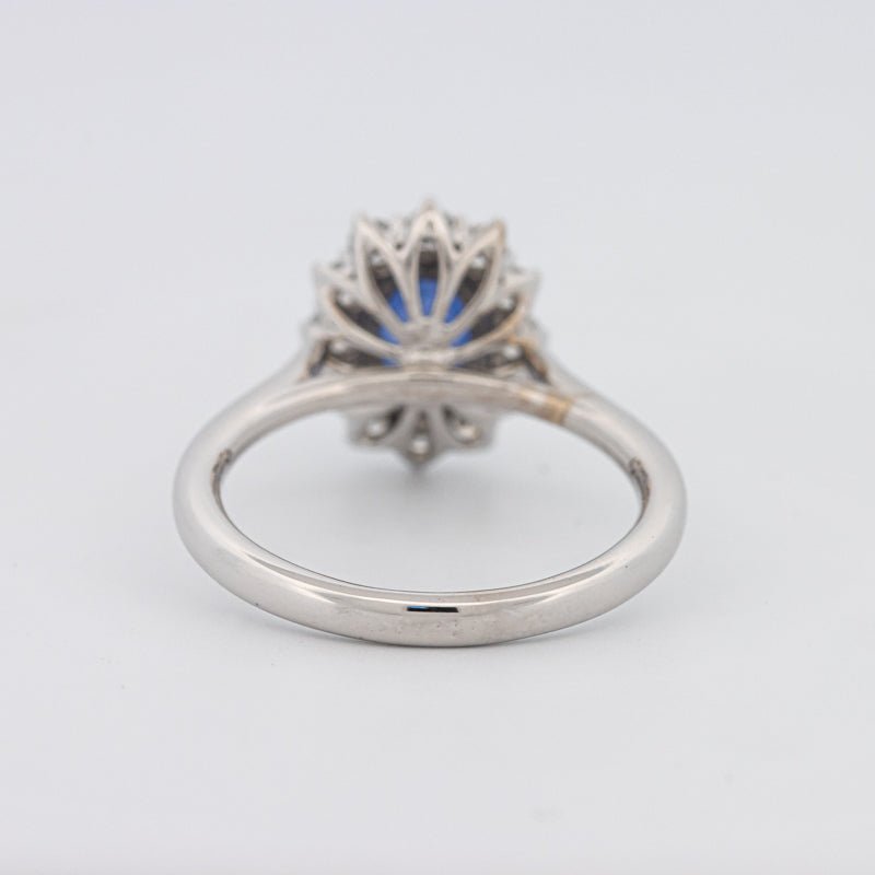 1 CT Oval Blue Sapphire Flower Ring - ZIZOV DIAMONDS