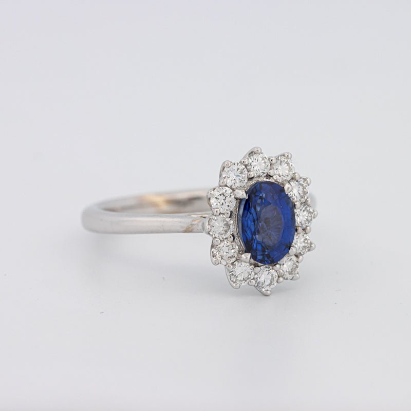 1 CT Oval Blue Sapphire Flower Ring - ZIZOV DIAMONDS