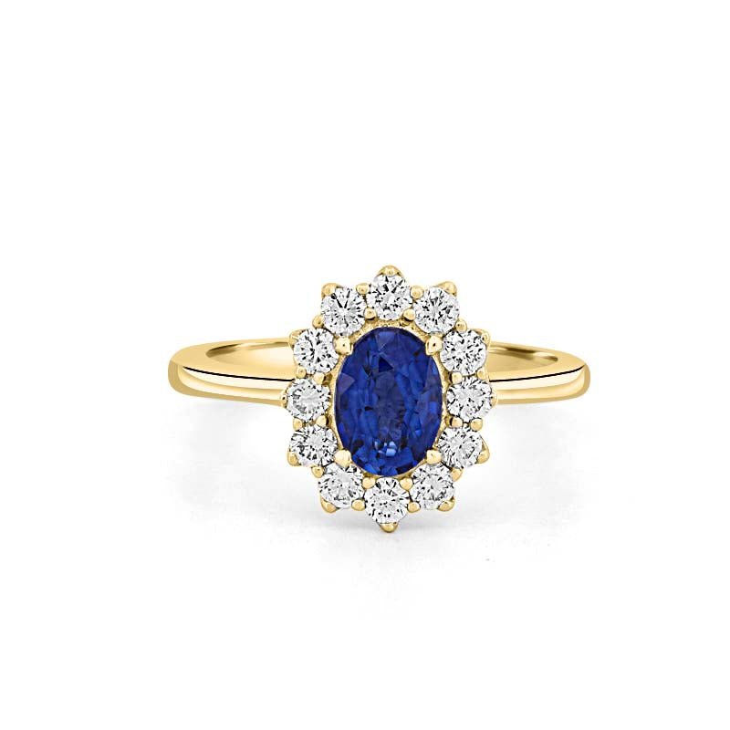 1 CT Oval Blue Sapphire Flower Ring - ZIZOV DIAMONDS