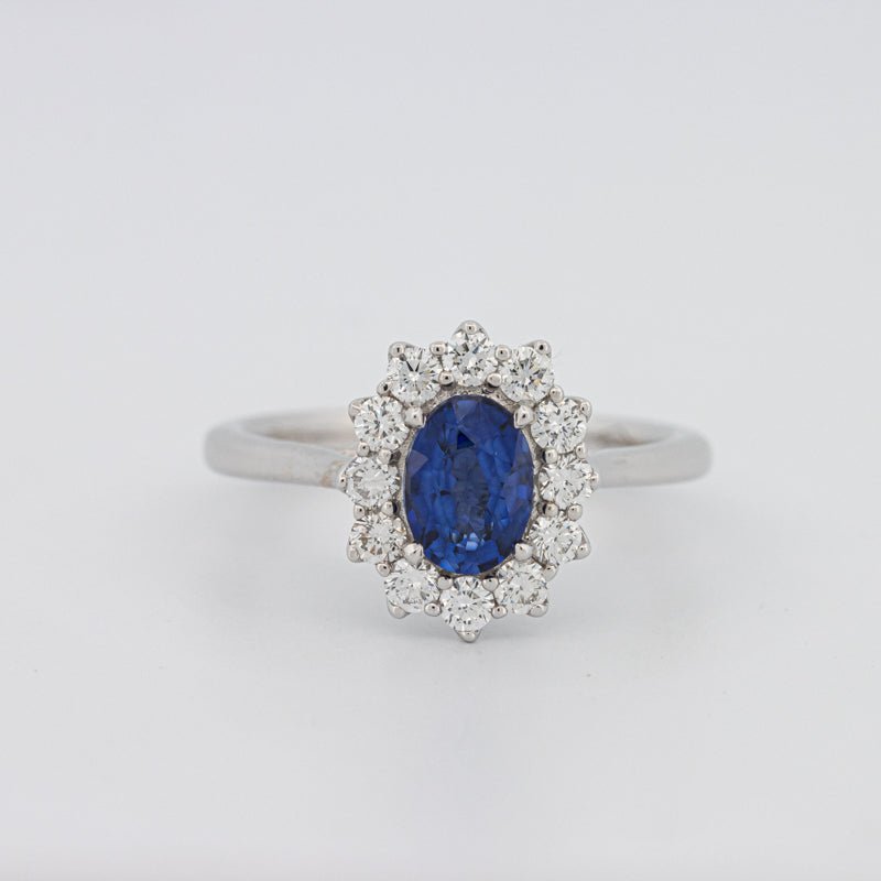 1 CT Oval Blue Sapphire Flower Ring - ZIZOV DIAMONDS