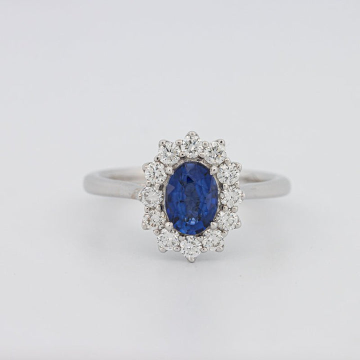 1 CT Oval Blue Sapphire Flower Ring - ZIZOV DIAMONDS