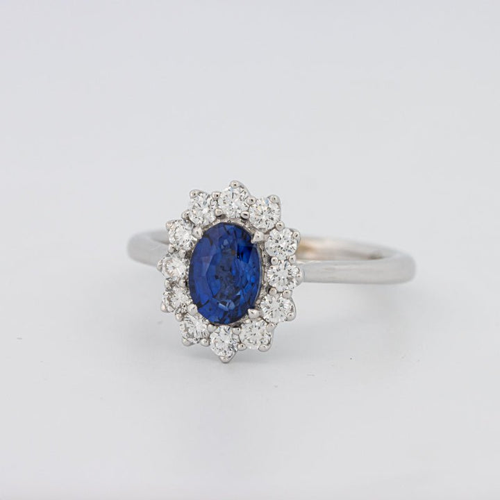 1 CT Oval Blue Sapphire Flower Ring - ZIZOV DIAMONDS