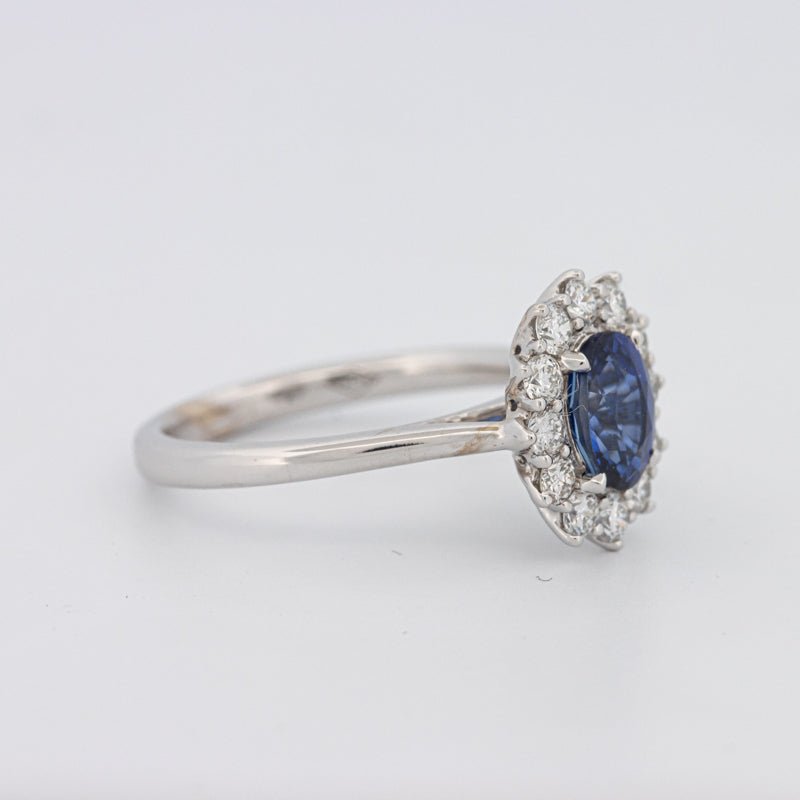 1 CT Oval Blue Sapphire Flower Ring - ZIZOV DIAMONDS