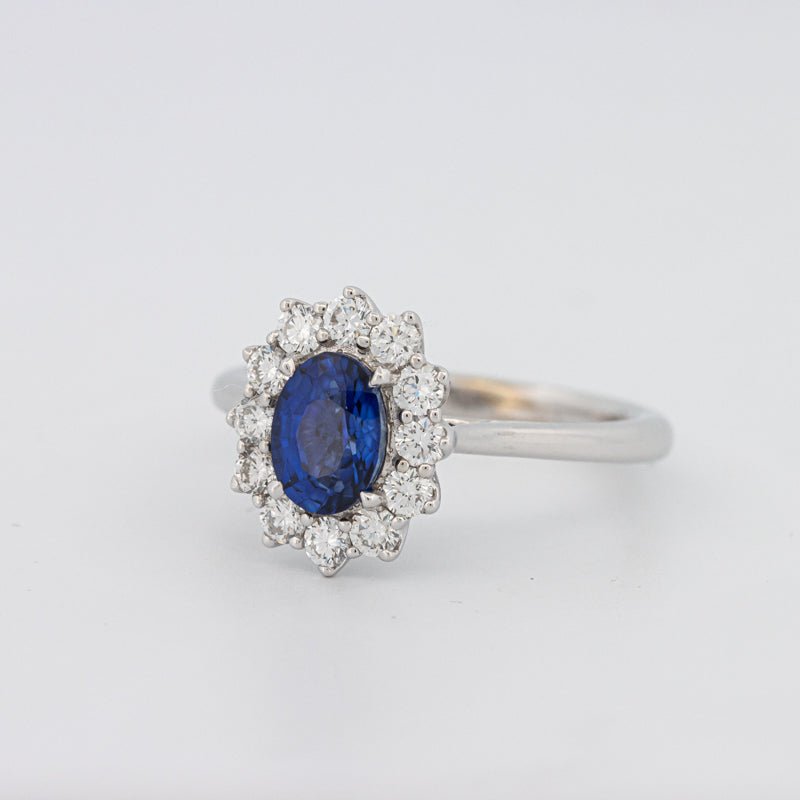 1 CT Oval Blue Sapphire Flower Ring - ZIZOV DIAMONDS
