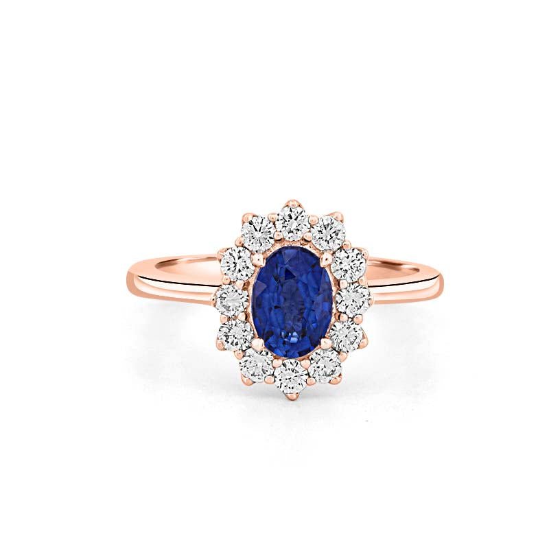 1 CT Oval Blue Sapphire Flower Ring - ZIZOV DIAMONDS