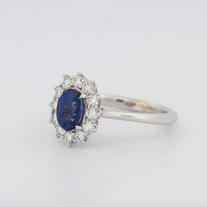 1 CT Oval Blue Sapphire Flower Ring - ZIZOV DIAMONDS