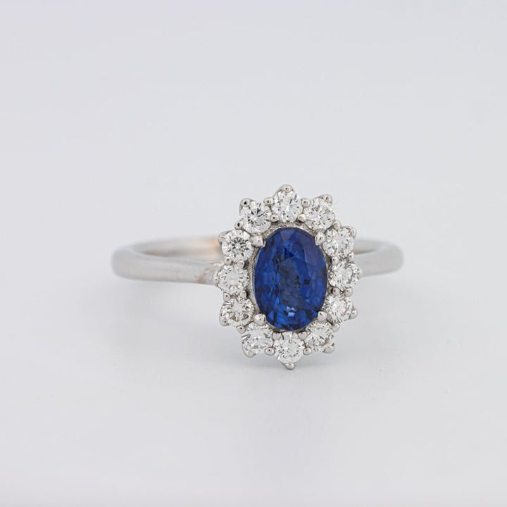 1 CT Oval Blue Sapphire Flower Ring - ZIZOV DIAMONDS