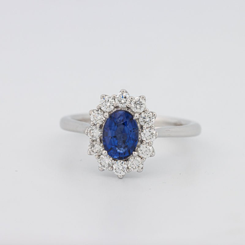 1 CT Oval Blue Sapphire Flower Ring - ZIZOV DIAMONDS