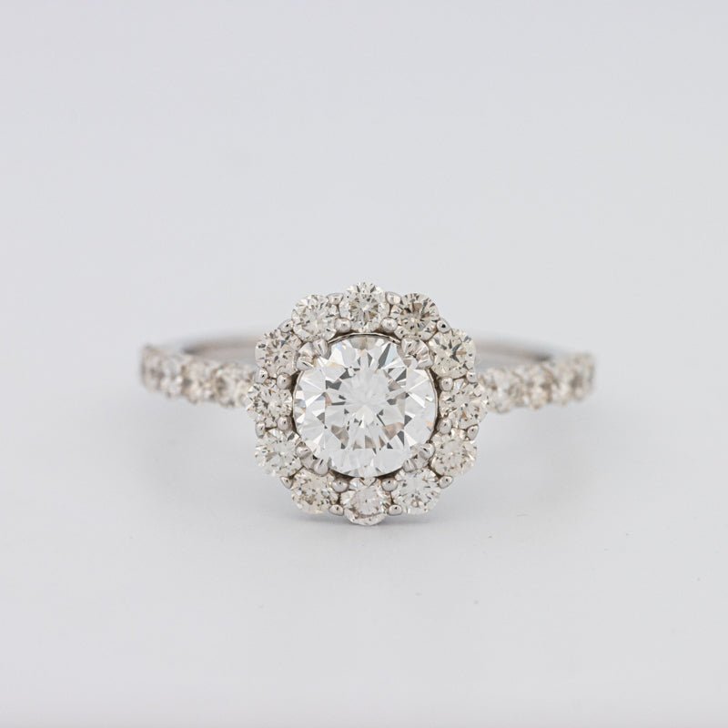 1 CT Round Halo Solitaire Ring