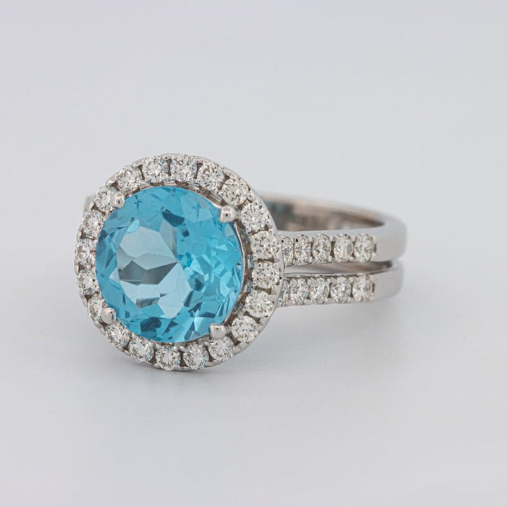 1 CT Round Topaz Halo Ring - ZIZOV DIAMONDS