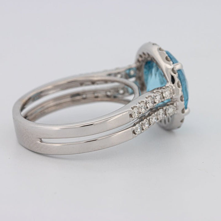 1 CT Round Topaz Halo Ring - ZIZOV DIAMONDS