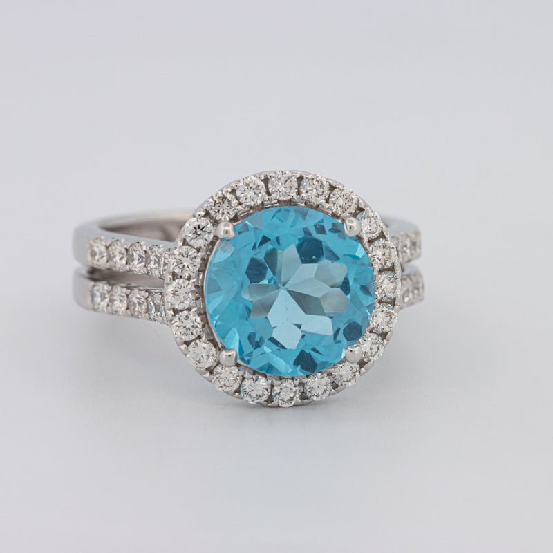 1 CT Round Topaz Halo Ring - ZIZOV DIAMONDS