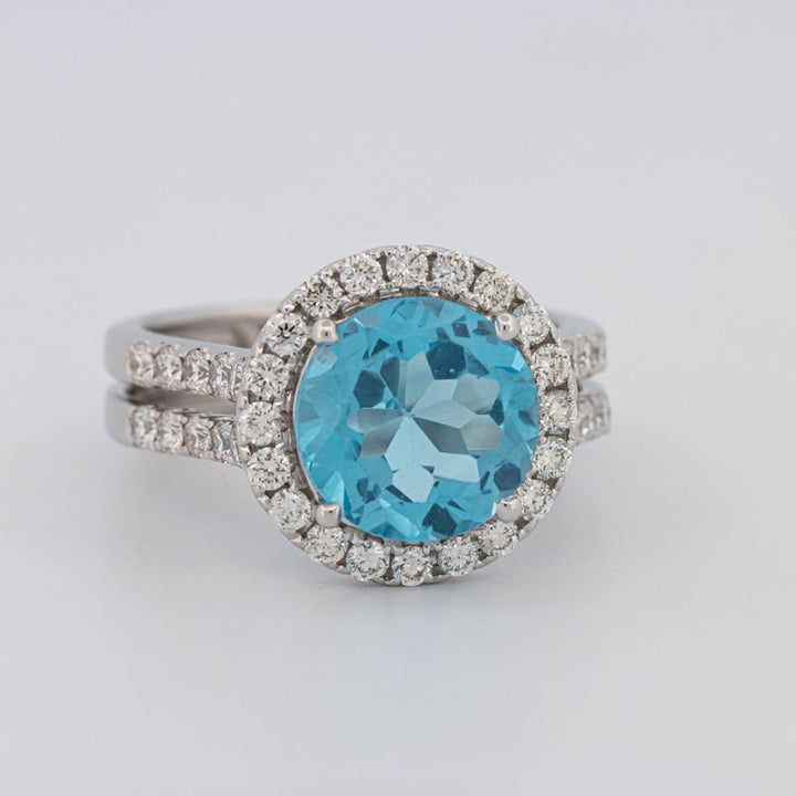 1 CT Round Topaz Halo Ring - ZIZOV DIAMONDS