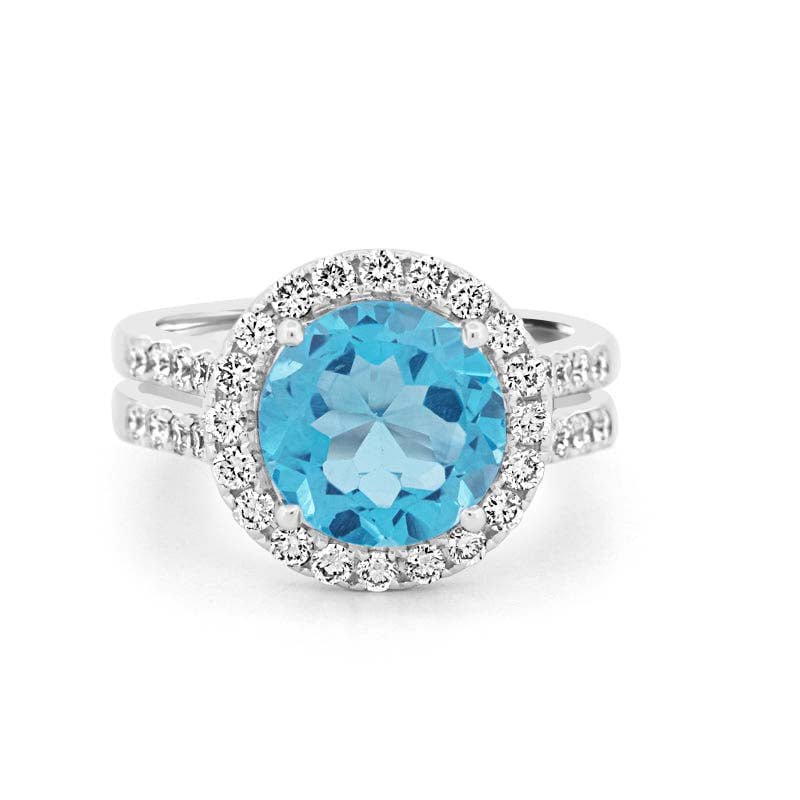 1 CT Round Topaz Halo Ring - ZIZOV DIAMONDS