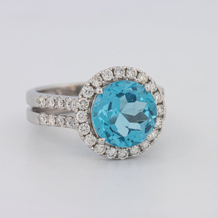 1 CT Round Topaz Halo Ring - ZIZOV DIAMONDS