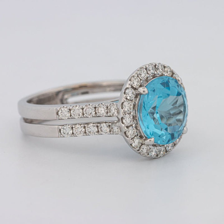 1 CT Round Topaz Halo Ring - ZIZOV DIAMONDS