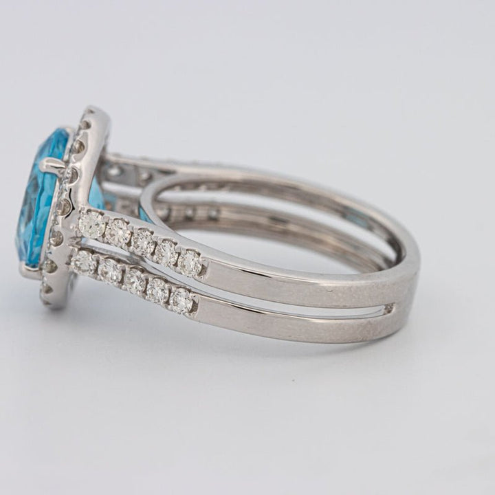 1 CT Round Topaz Halo Ring - ZIZOV DIAMONDS