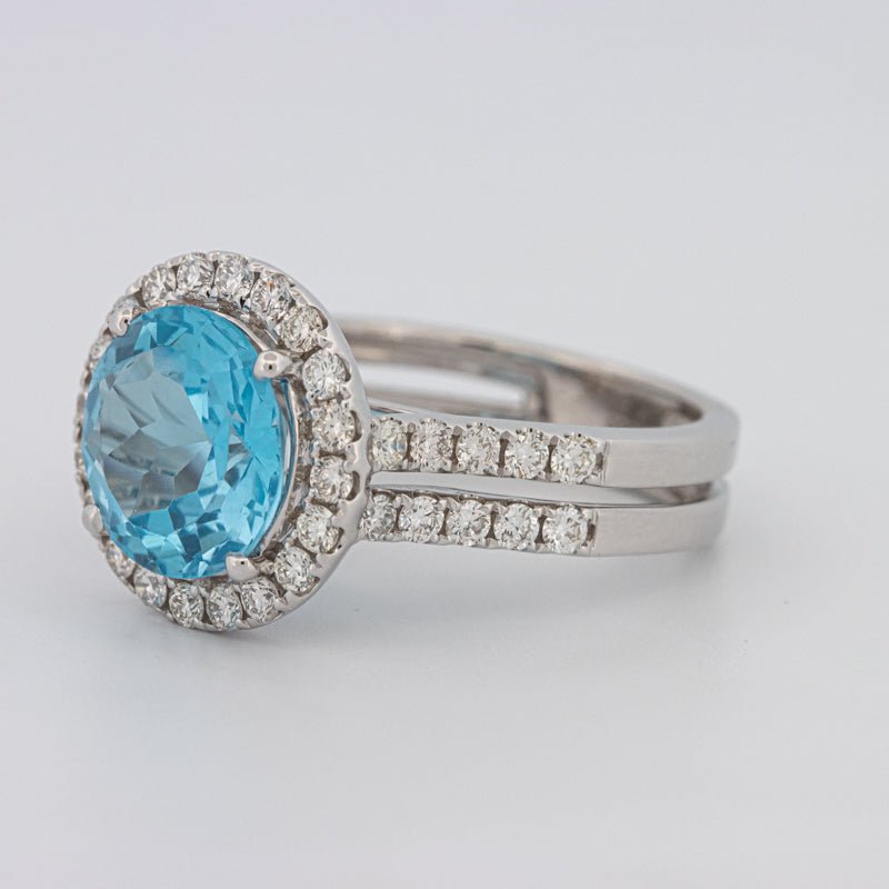 1 CT Round Topaz Halo Ring - ZIZOV DIAMONDS