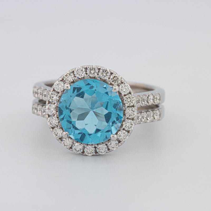 1 CT Round Topaz Halo Ring - ZIZOV DIAMONDS