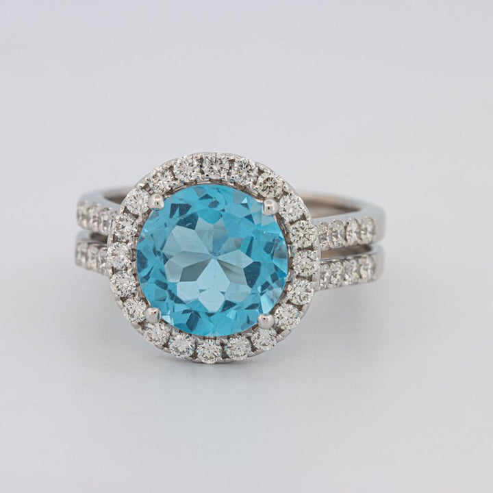 1 CT Round Topaz Halo Ring - ZIZOV DIAMONDS