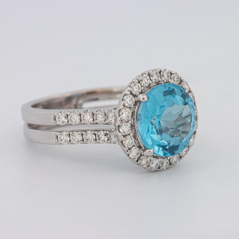 1 CT Round Topaz Halo Ring - ZIZOV DIAMONDS
