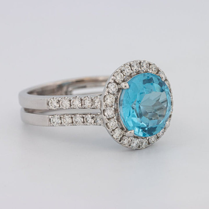 1 CT Round Topaz Halo Ring - ZIZOV DIAMONDS