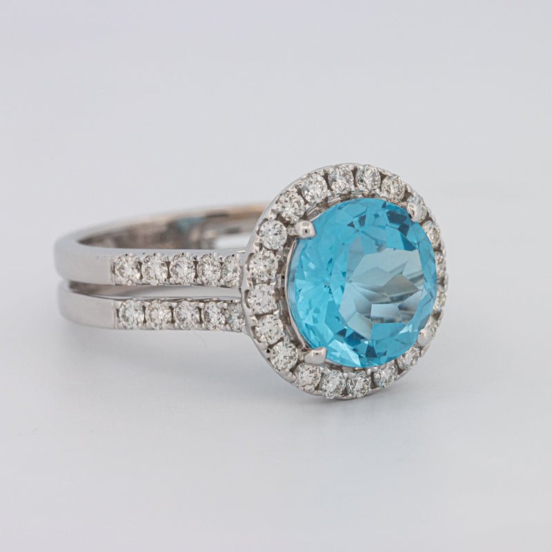 1 CT Round Topaz Halo Ring - ZIZOV DIAMONDS