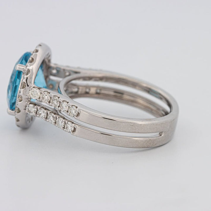 1 CT Round Topaz Halo Ring - ZIZOV DIAMONDS