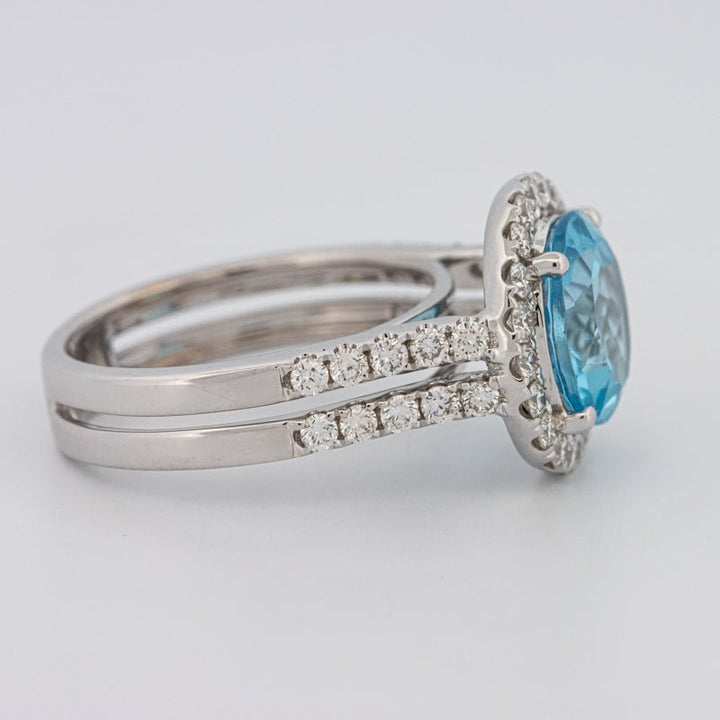 1 CT Round Topaz Halo Ring - ZIZOV DIAMONDS