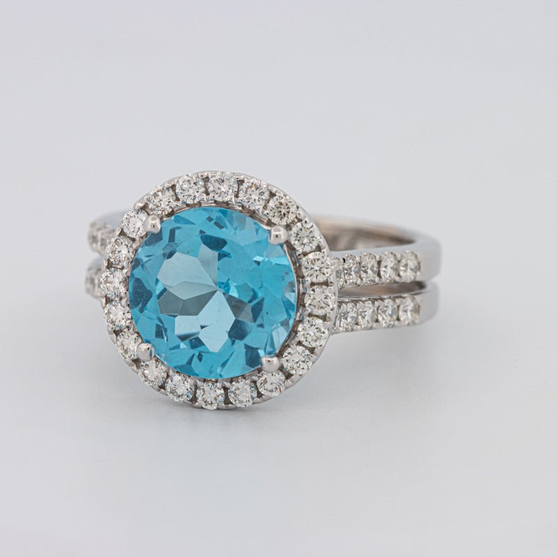 1 CT Round Topaz Halo Ring - ZIZOV DIAMONDS