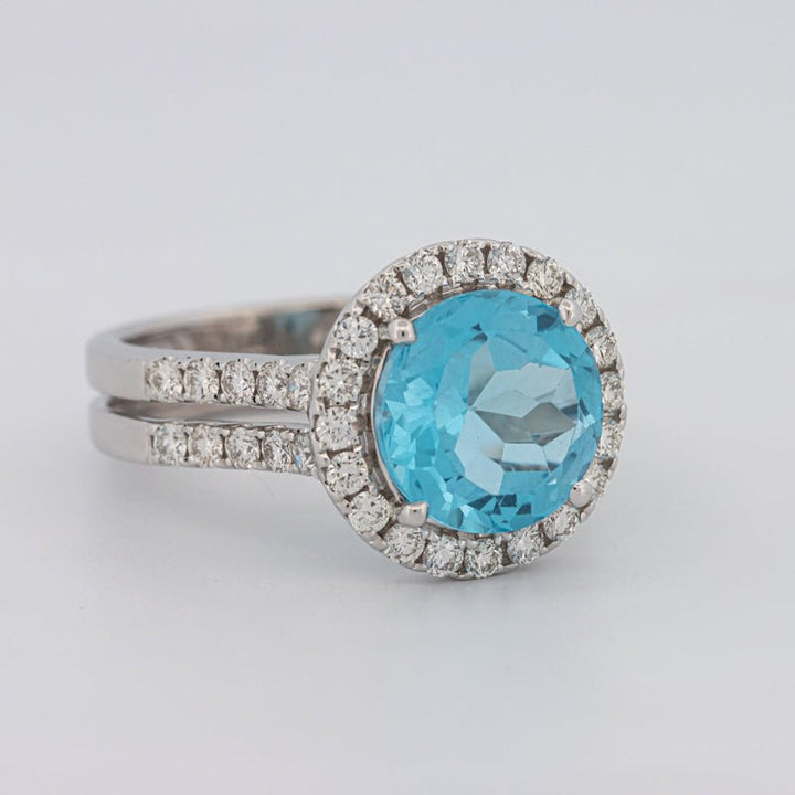 1 CT Round Topaz Halo Ring - ZIZOV DIAMONDS