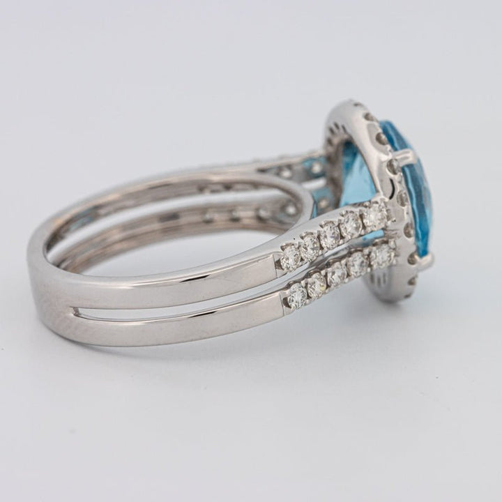 1 CT Round Topaz Halo Ring - ZIZOV DIAMONDS