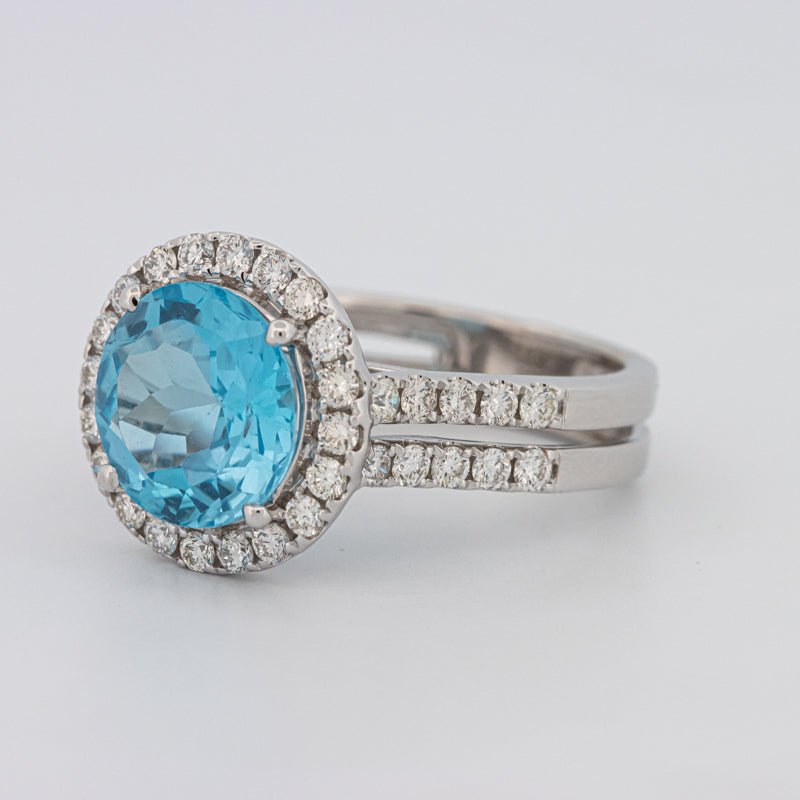 1 CT Round Topaz Halo Ring - ZIZOV DIAMONDS