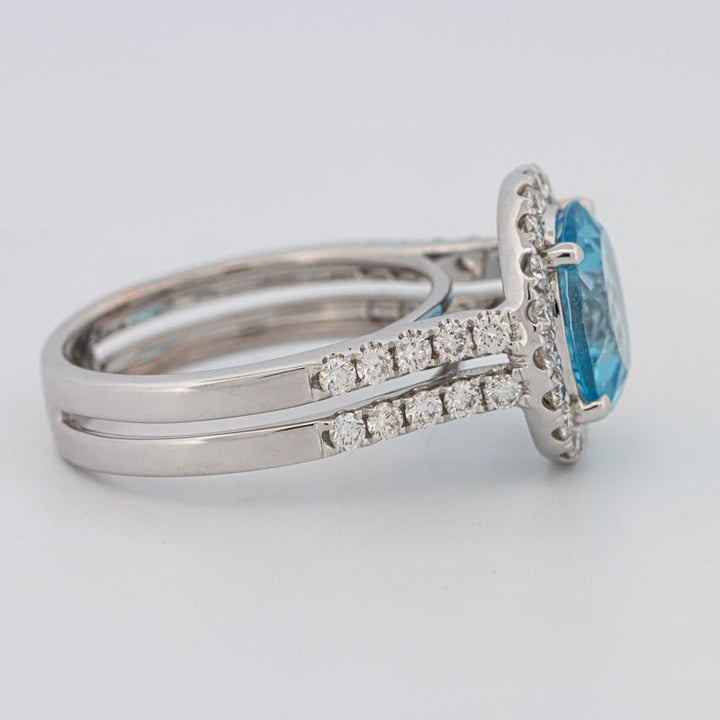 1 CT Round Topaz Halo Ring - ZIZOV DIAMONDS